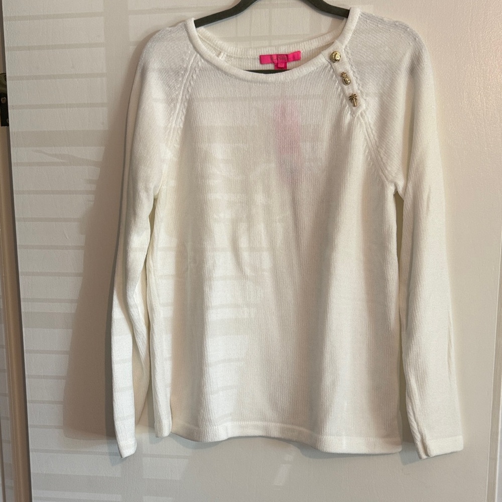 Lilly Pulitzer White Sweater with Gold Accents